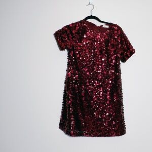 Nine West Allover Sequin Glitter Embellished Short Sleeve Cocktail Party Dress M
